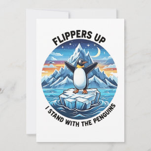 Cartes Pour Fêtes Annuelles Drôle Penguin Résiste À La Manifestation Contre Le