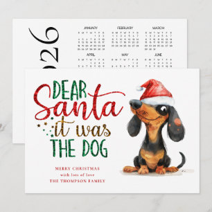 Cartes Pour Fêtes Annuelles Drôle Père Noël C'Était Chien 2026 Calendrier Noël