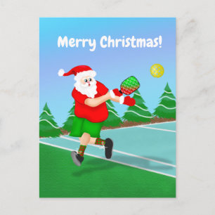 Cartes Pour Fêtes Annuelles Drôle Père Noël Jouer au Pickleball Joyeux Noël