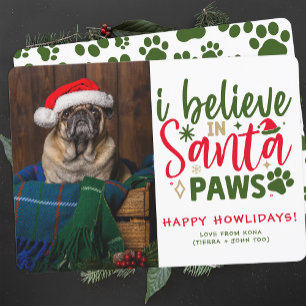 Cartes Pour Fêtes Annuelles Drôle personnalisé mignon chien de Noël photo vert