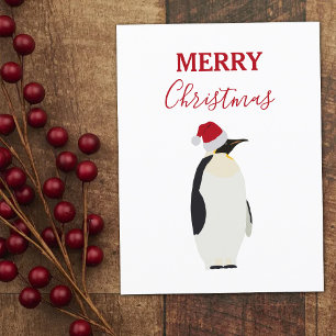 Cartes Pour Fêtes Annuelles Drôle Pingouin de Noël Funny Animal Santa Hat