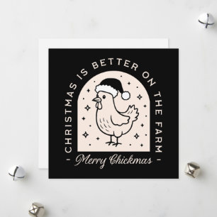 Cartes Pour Fêtes Annuelles Drôle poule punk ferme de Noël noir lunatique
