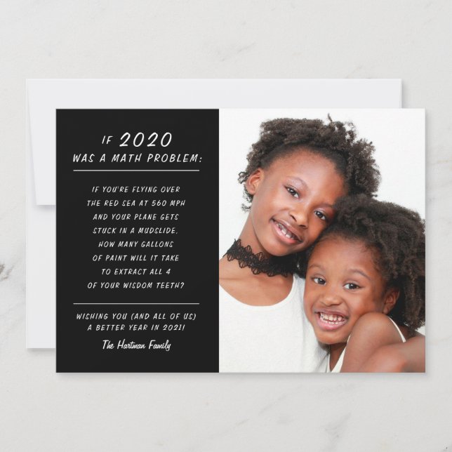 Cartes Pour Fêtes Annuelles Drôle problème mathématique Noir 2020 Photo du Nou (Devant)