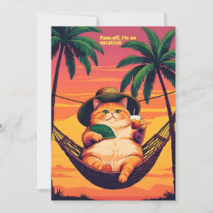 Cartes Pour Fêtes Annuelles Drôle Rétro Vacances de chats d'été