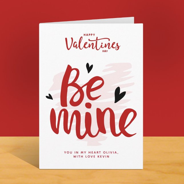 Cartes Pour Fêtes Annuelles Drôle rouge soit mien coeur cadeau Saint Valentin  (Happy Valentines Day, Boyfriend Gift, Be Mine Love Holiday Card, Valentine Cards for Him, I love You)