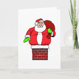 Cartes Pour Fêtes Annuelles Drôle Santa Claus Plaisanterie Coincée Dans Les Va