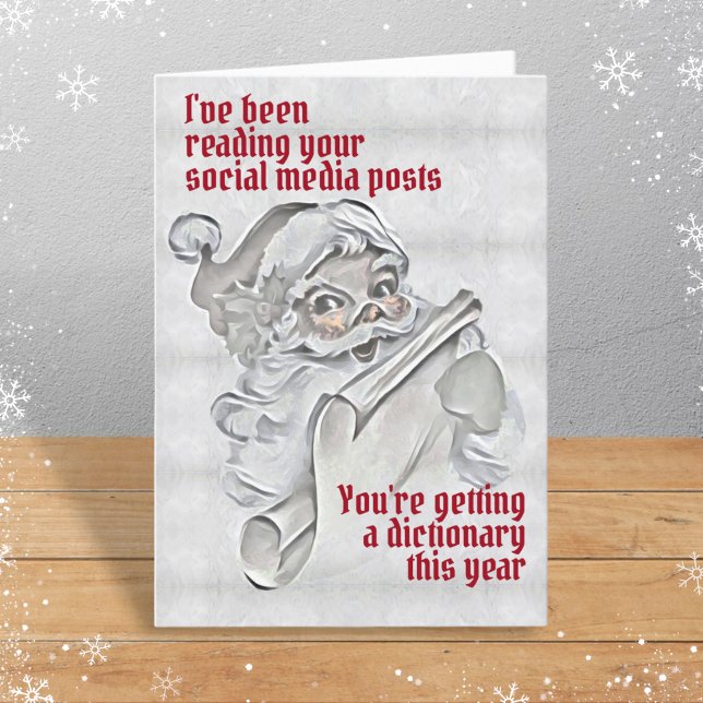 Cartes Pour Fêtes Annuelles Drôle Santas Lit Les Médias Sociaux Noël (Créateur téléchargé)