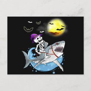 Cartes Pour Fêtes Annuelles Drôle Skeleton équitation Requin Halloween Garçons