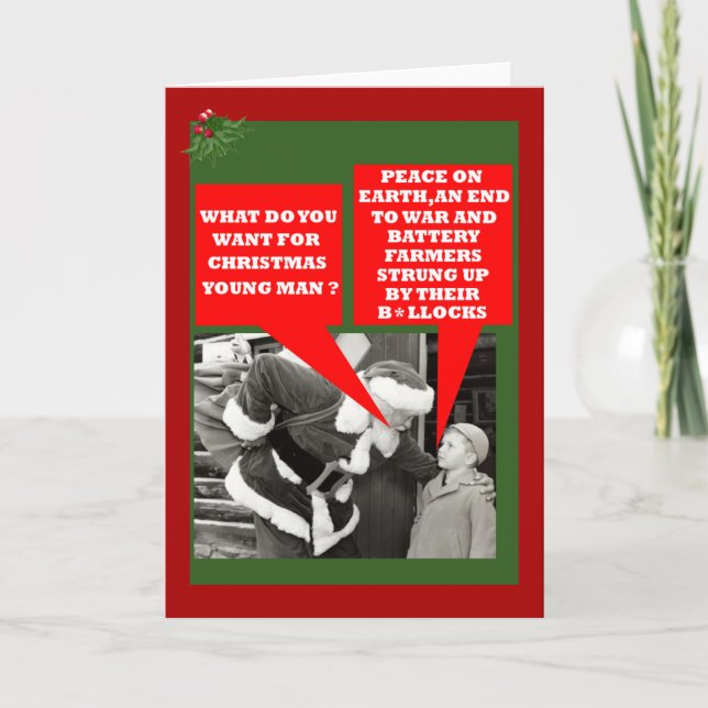 Cartes Pour Fêtes Annuelles Drôle slogan des poules de batterie Noël (Devant)