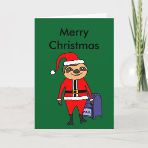 Cartes Pour Fêtes Annuelles Drôle Sloth Santa Claus Carton de Noël