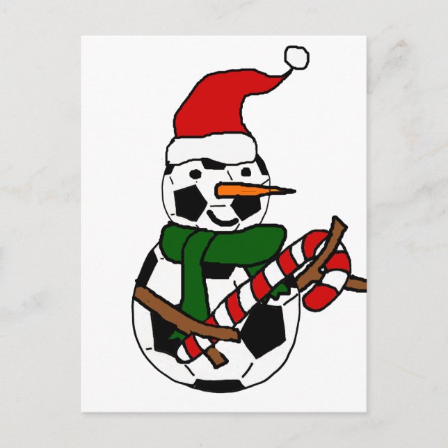 Cartes Pour Fêtes Annuelles Drôle Soccer Ball Snowman Carton de Noël (Devant)