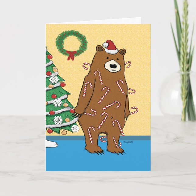 Cartes Pour Fêtes Annuelles Drôle Sucre de canne Sticky Oear Noël (Devant)