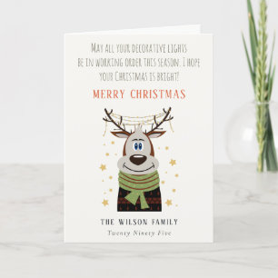 Cartes Pour Fêtes Annuelles Drôle Tangé Travailler Lumières de Noël Reindeer