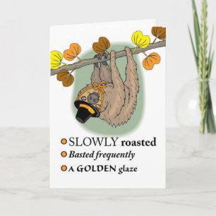 Cartes Pour Fêtes Annuelles Drôle Thanksgiving, Sloth avec Casquette pèlerin