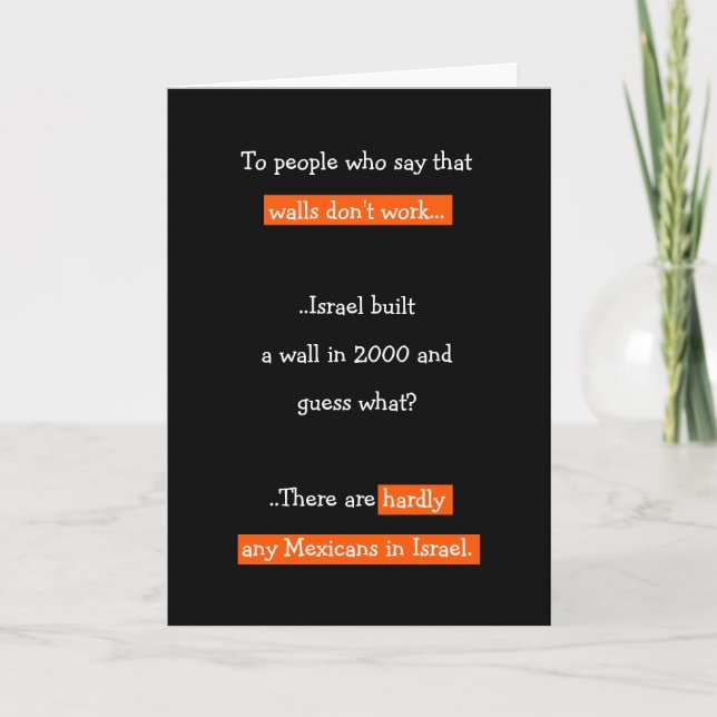 Cartes Pour Fêtes Annuelles Drôle Trump Wall Mur Citation de plaisanterie Humo (Devant)
