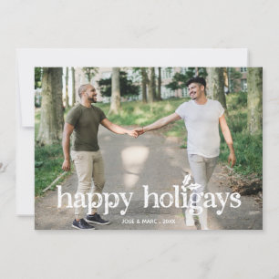 Cartes Pour Fêtes Annuelles Drôle Typographie Holly Happy Holigays Photo
