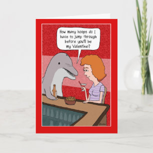 Cartes Pour Fêtes Annuelles Drôle Valentine's Day Card : Dauphin au bar