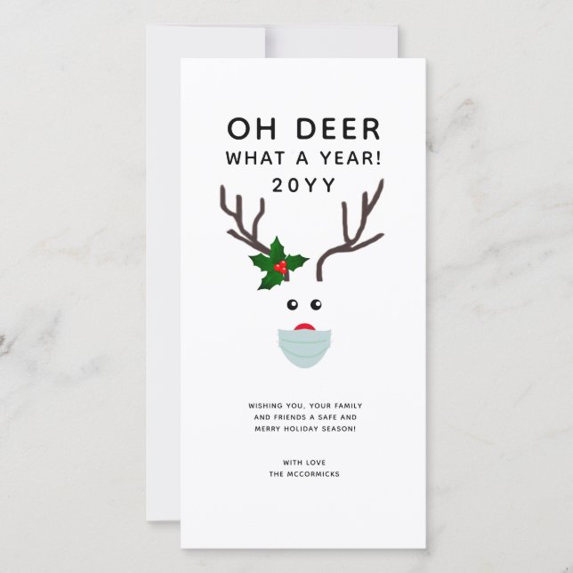 Cartes Pour Fêtes Annuelles Drôle Vidéo de Noël Visage Masque Reinder (Devant)
