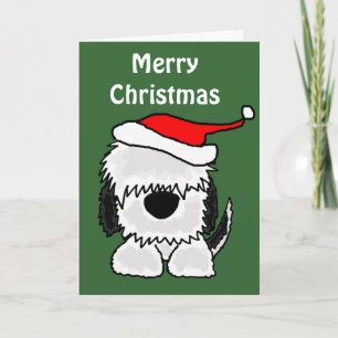 Cartes Pour Fêtes Annuelles Drôle Vieux chien anglais à Santa Hat