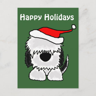 Cartes Pour Fêtes Annuelles Drôle Vieux chien anglais à Santa Hat