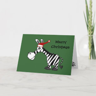 Cartes Pour Fêtes Annuelles Drôle Zebra à Santa Hat Caricature de Noël