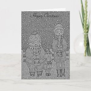 Cartes Pour Fêtes Annuelles drôles chanteurs carol scène neige noël