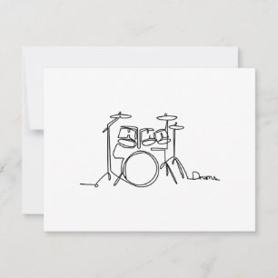 Cartes Pour Fêtes Annuelles Drummer Music Design Drums One-Line