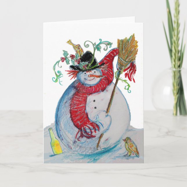 CARTES POUR FÊTES ANNUELLES DRUNKEN SNOWMAN (Devant)