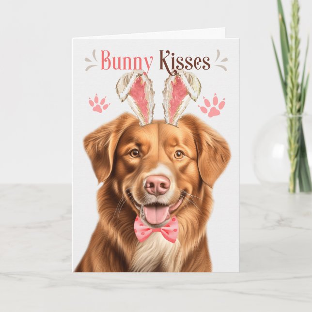 Cartes Pour Fêtes Annuelles Duck Tolling Retriever Dog Bunny Ears pour Pâques (Devant)