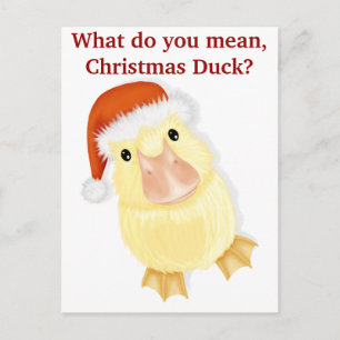 Cartes Pour Fêtes Annuelles Duckling In Santa Cap Christmas Postcard