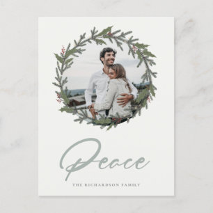 Cartes Pour Fêtes Annuelles Dusky Sage Green Fer de Noël Photo Paix