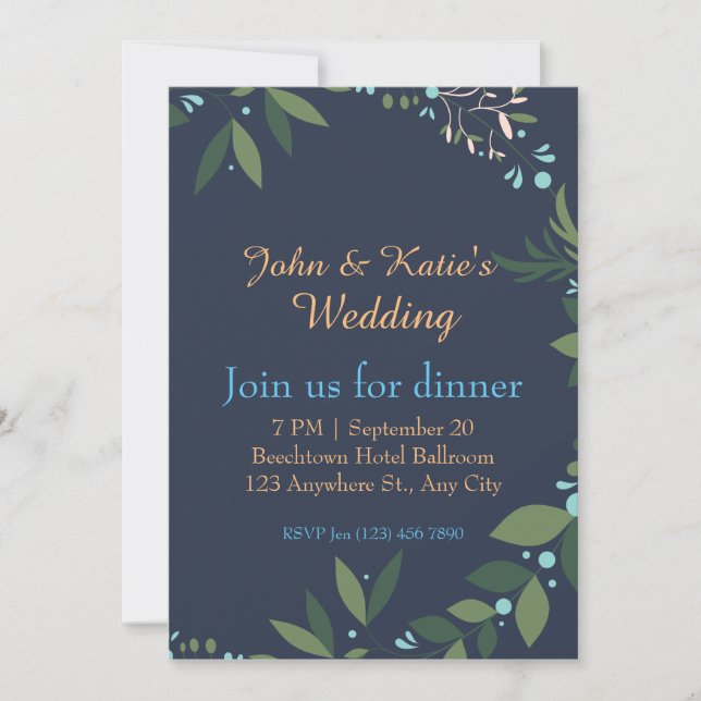 Cartes Pour Fêtes Annuelles Dusty Blue Eucalyptus Vert Mariage Succulent (Devant)