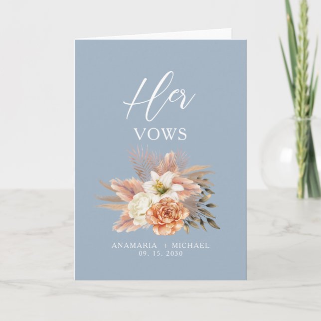 Cartes Pour Fêtes Annuelles Dusty Blue Floral Son Vows Livret (Devant)