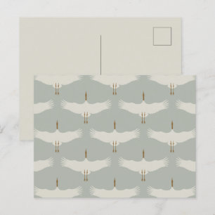 Cartes Pour Fêtes Annuelles Dusty Blue Neutral Birds Swans Art Déco Monogramme
