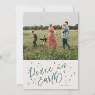 Cartes Pour Fêtes Annuelles Dusty Blue Peace on Earth Letting Photo