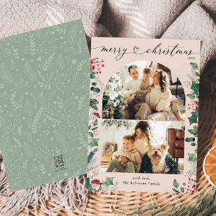 Cartes Pour Fêtes Annuelles Dusty Pink Boho 2 Photo Joyeux Noël