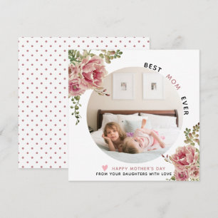 Cartes Pour Fêtes Annuelles Dusty rose flowers Best Mom Ever Mother's Day 