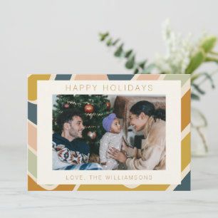 Cartes Pour Fêtes Annuelles Earthy Boho Abstrait Swirl Pastel Photo personnali
