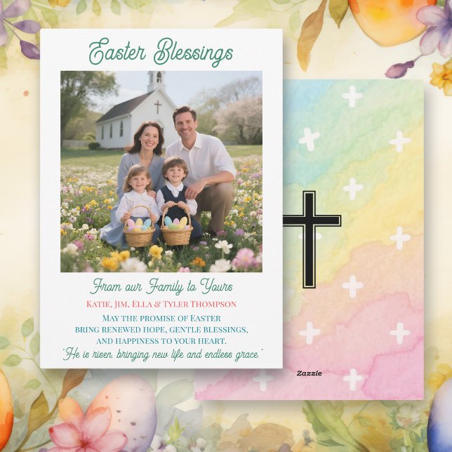 Cartes Pour Fêtes Annuelles Easter Blessings  Personalized Photo Template (Créateur téléchargé)