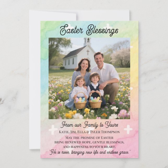 Cartes Pour Fêtes Annuelles Easter Blessings  Personalized Photo Template (Devant)