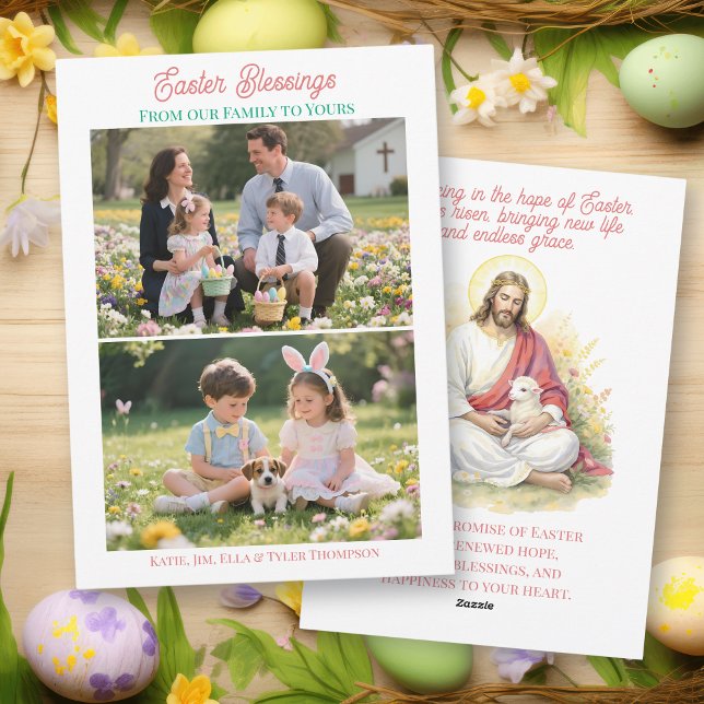 Cartes Pour Fêtes Annuelles Easter Blessings Religious Photo Template (Créateur téléchargé)
