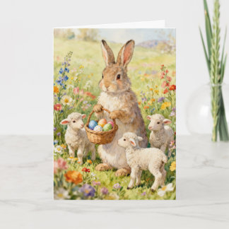 Cartes Pour Fêtes Annuelles Easter Bunny and Spring Lambs