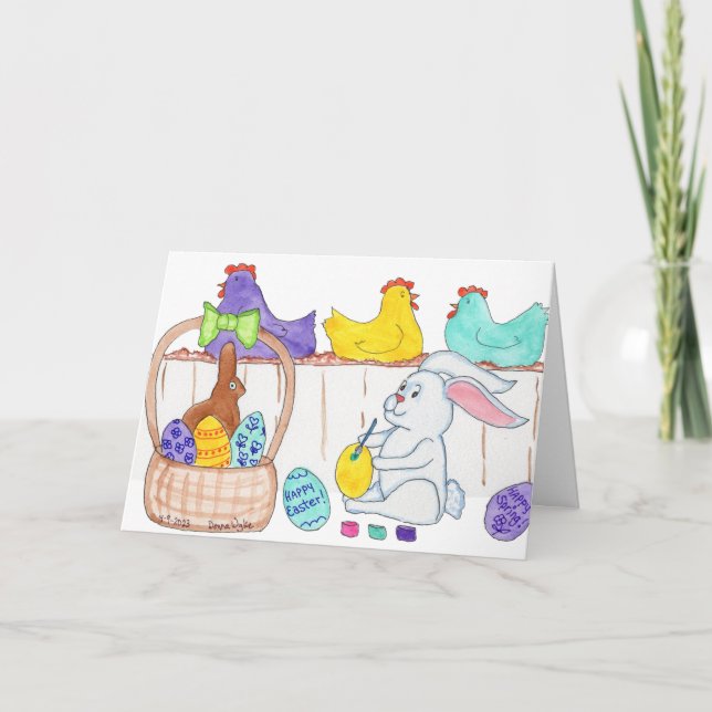 Cartes Pour Fêtes Annuelles Easter Bunny Decorating Eggs (Devant)