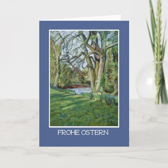Cartes Pour Fêtes Annuelles Easter Card, German Greeting, Riverbank à Spring (Devant)