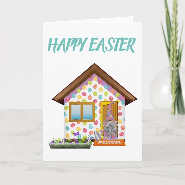 Cartes Pour Fêtes Annuelles Easter Gnome House (Devant)