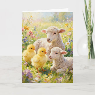 Cartes Pour Fêtes Annuelles Easter Lambs and Chicks