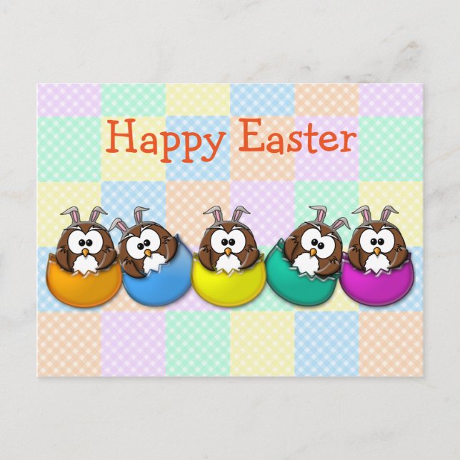 Cartes Pour Fêtes Annuelles Easter owl - rainbow (Devant)