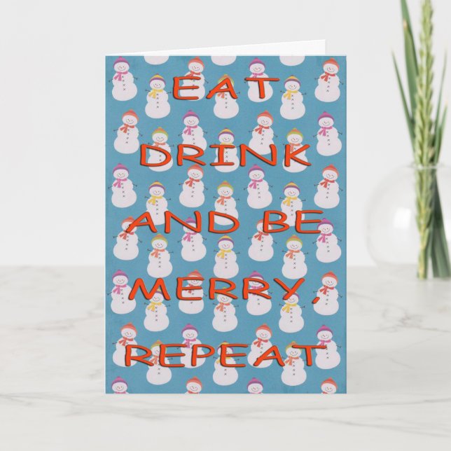 Cartes Pour Fêtes Annuelles Eat Repeat red snowmen (Devant)