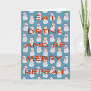 Cartes Pour Fêtes Annuelles Eat Repeat red snowmen