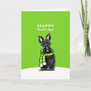 Cartes Pour Fêtes Annuelles Écharpe écossaise noire Noël Coutume verte